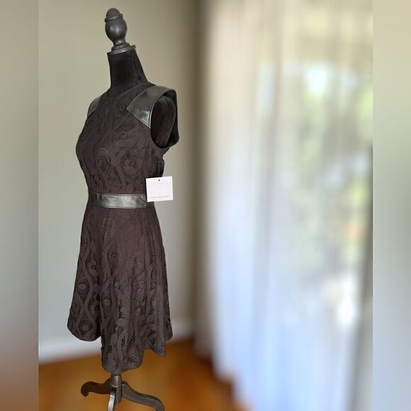 Marc New York Andrew Marc Black Dress Faux Leather Panels Size 2 - Picture 7 of 15